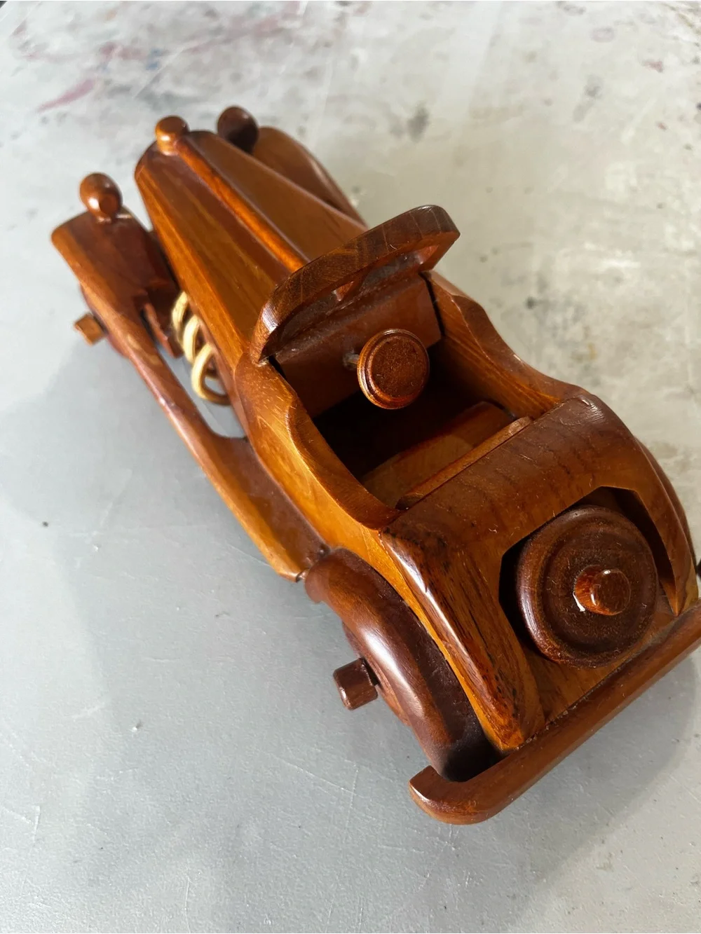Classic Wooden Toy Car - Warm Brown Convertible